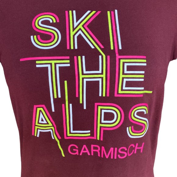 Champion Ski The Alps Garmisch Alpine World Cup Neon Stripe T-Shirt Fandom-L - Picture 2 of 9